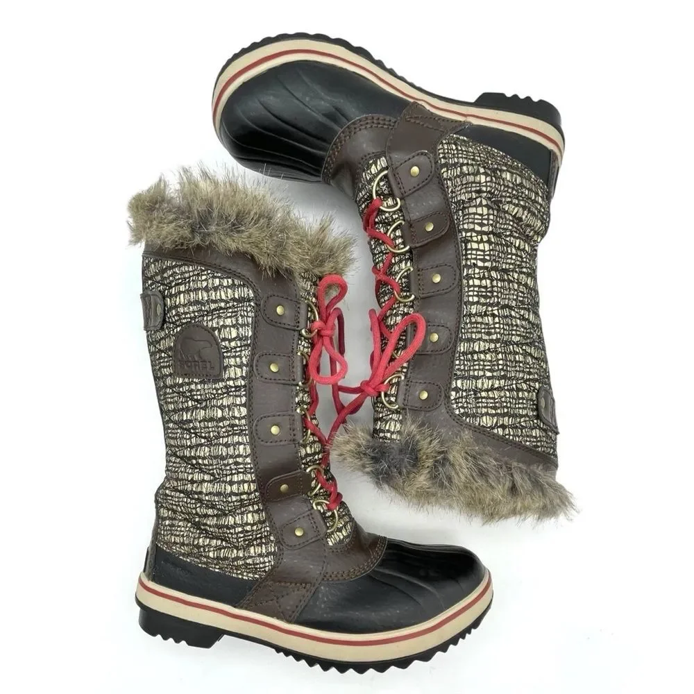 Sorel Tofino II Waterproof Winter Boots Faux Fur Cordovan Saddle Women’s Size 8